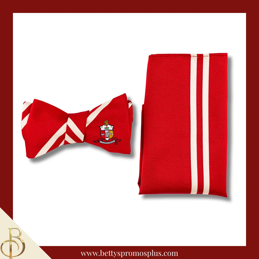 Kappa Alpha Psi ΚΑΨ Bow Tie and Pocket Square Combo-Crimson-Kappa Alpha Psi Paraphernalia-Kappa Alpha Psi Bow Tie Set-Betty's Promos Plus