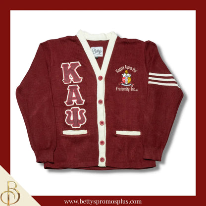 Kappa Alpha Psi ΚΑΨ Cardigan Sweater with Double Stitched Twill Embroidered Letters & ΚΑΨ Shield-Kappa Alpha Psi Paraphernalia-Kappa Alpha Psi Sweaters-Betty's Promos Plus