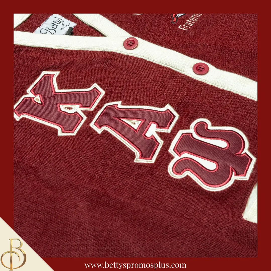 Kappa Alpha Psi ΚΑΨ Cardigan Sweater with Double Stitched Twill Embroidered Letters & ΚΑΨ Shield-Kappa Alpha Psi Paraphernalia-Kappa Alpha Psi Sweaters-Betty's Promos Plus