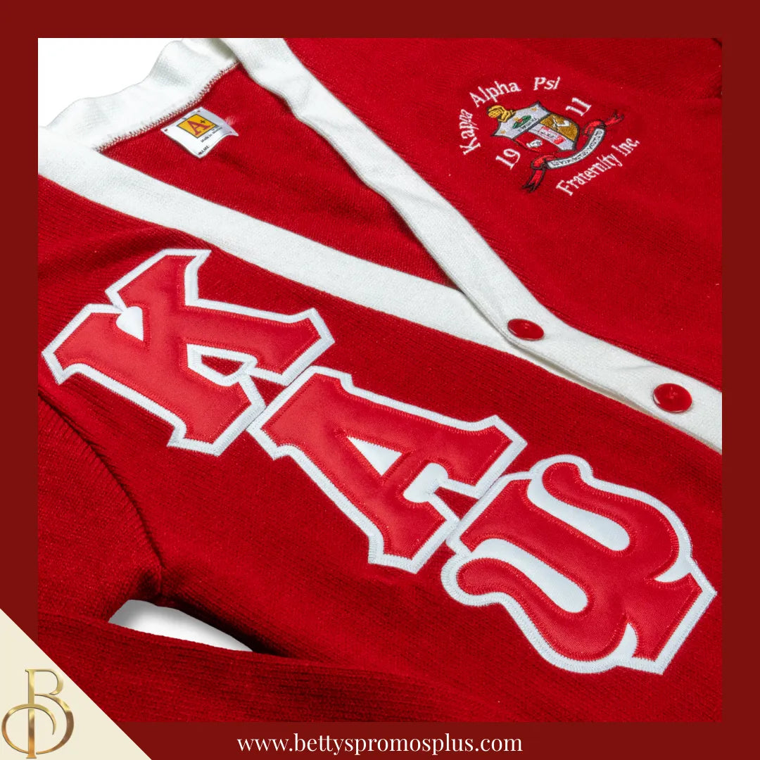 Kappa Alpha Psi ΚΑΨ Cardigan Sweater with Double Stitched Twill Embroi