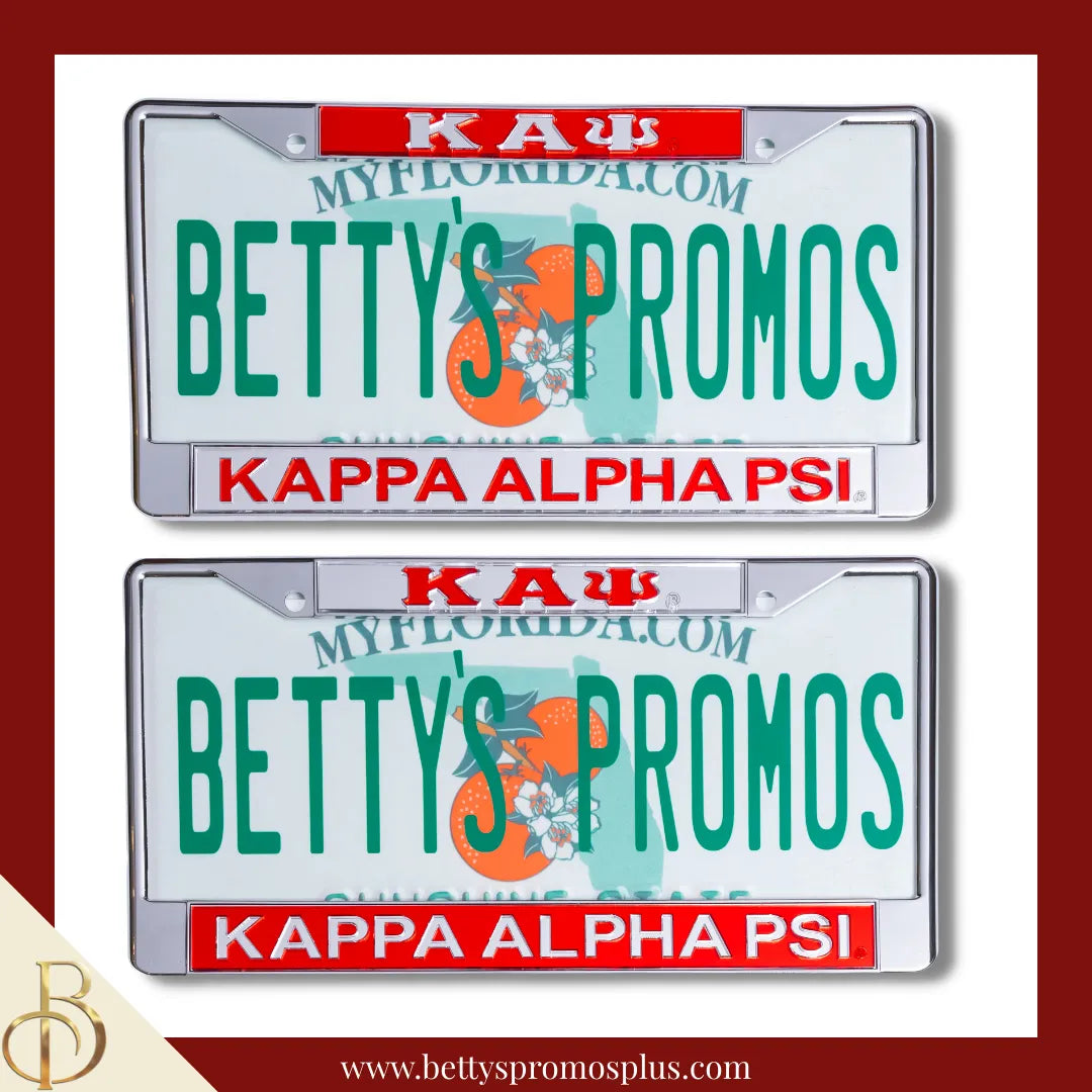 Kappa Alpha Psi ΚΑΨ Chrome Laser Engraved Mirrored Acrylic License Plate Frame-Kappa Alpha Psi Paraphernalia-Kappa Alpha Psi Auto Tag Frame-Betty's Promos Plus
