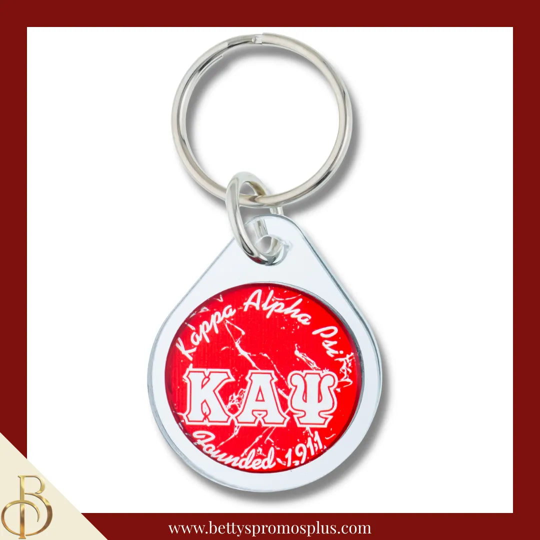 Kappa Alpha Psi ΚΑΨ Circular Acrylic Keychain with Shield or Greek Letters-Silver-ΚΑΨ-Kappa Alpha Psi Paraphernalia-Kappa Alpha Psi Keychain-Betty's Promos Plus