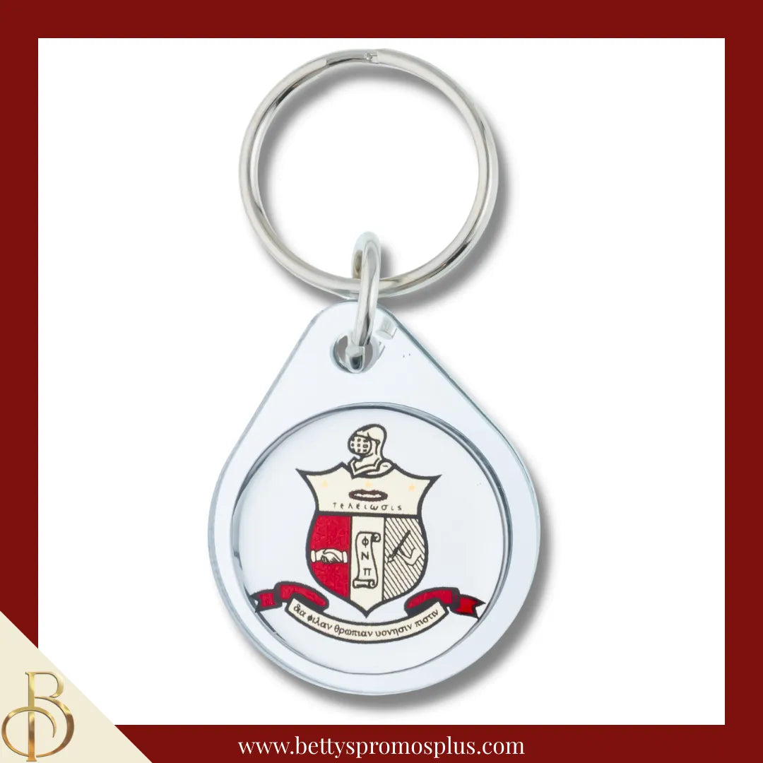 Kappa Alpha Psi ΚΑΨ Circular Acrylic Keychain with Shield or Greek Letters-Silver-Shield-Kappa Alpha Psi Paraphernalia-Kappa Alpha Psi Keychain-Betty's Promos Plus