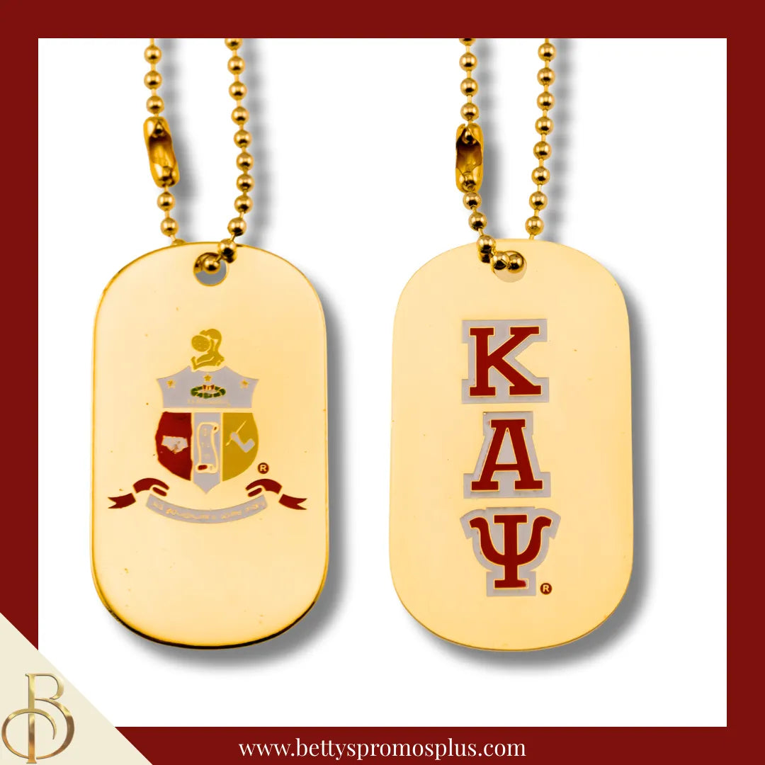 Kappa Alpha Psi ΚΑΨ Dog Tag with Greek Letters and Shield-Gold-Kappa Alpha Psi Paraphernalia-Kappa Alpha Psi Dog Tag-Betty's Promos Plus