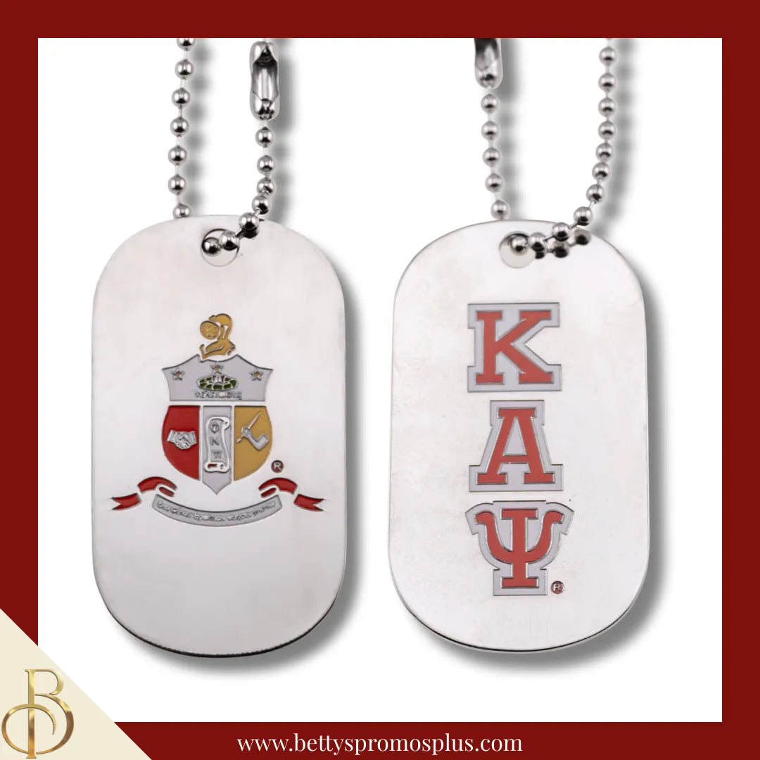 Kappa Alpha Psi ΚΑΨ Dog Tag with Greek Letters and Shield-Silver-Kappa Alpha Psi Paraphernalia-Kappa Alpha Psi Dog Tag-Betty's Promos Plus