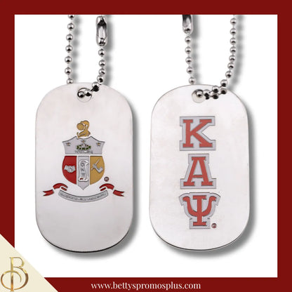 Kappa Alpha Psi ΚΑΨ Dog Tag with Greek Letters and Shield-Silver-Kappa Alpha Psi Paraphernalia-Kappa Alpha Psi Dog Tag-Betty's Promos Plus