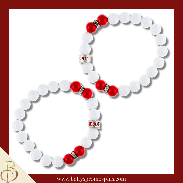Kappa Alpha Psi ΚΑΨ Double Red Beaded Bracelet