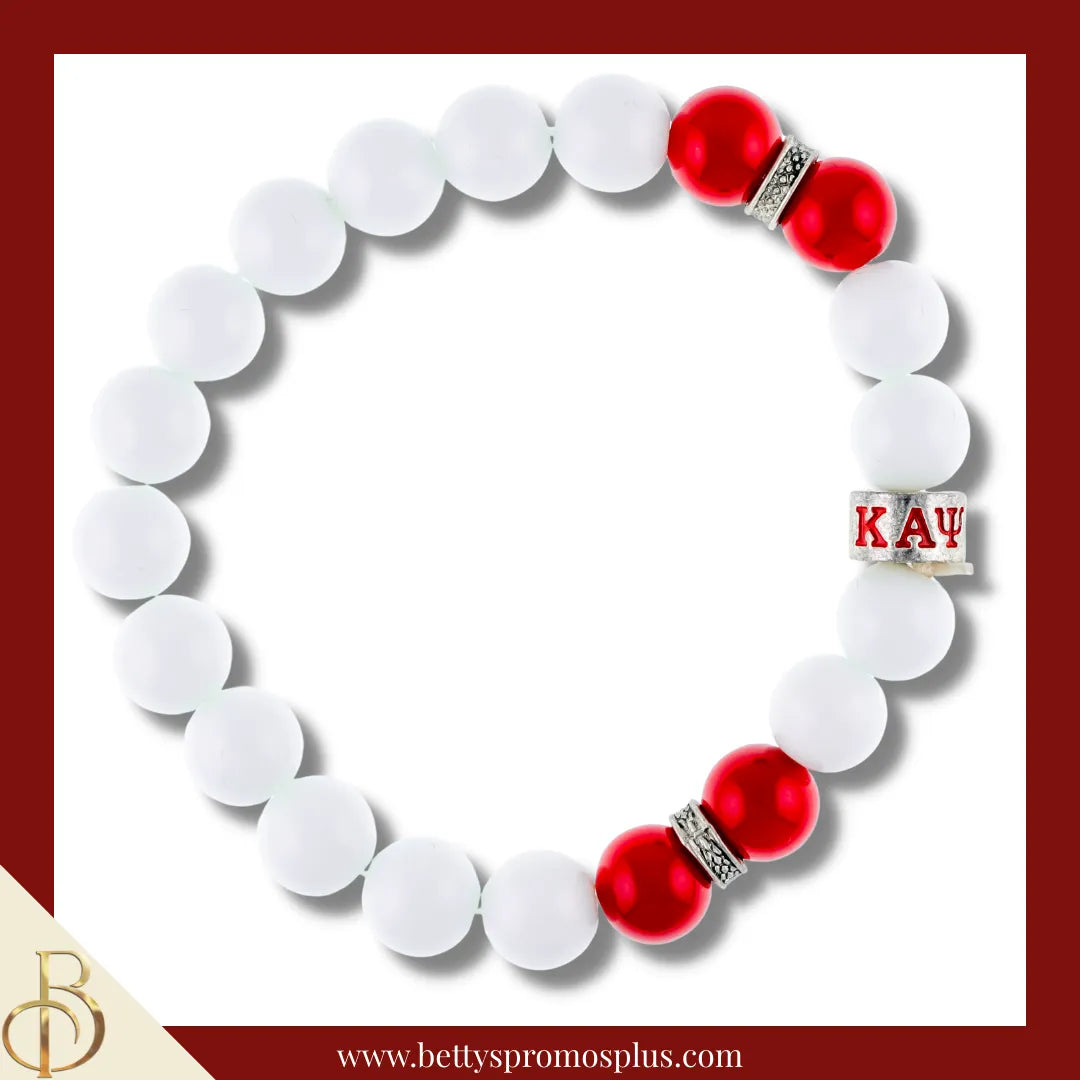 Kappa Alpha Psi ΚΑΨ Double Red Beaded Bracelet-White-Kappa Alpha Psi Paraphernalia-Kappa Alpha Psi Bracelet-Betty's Promos Plus