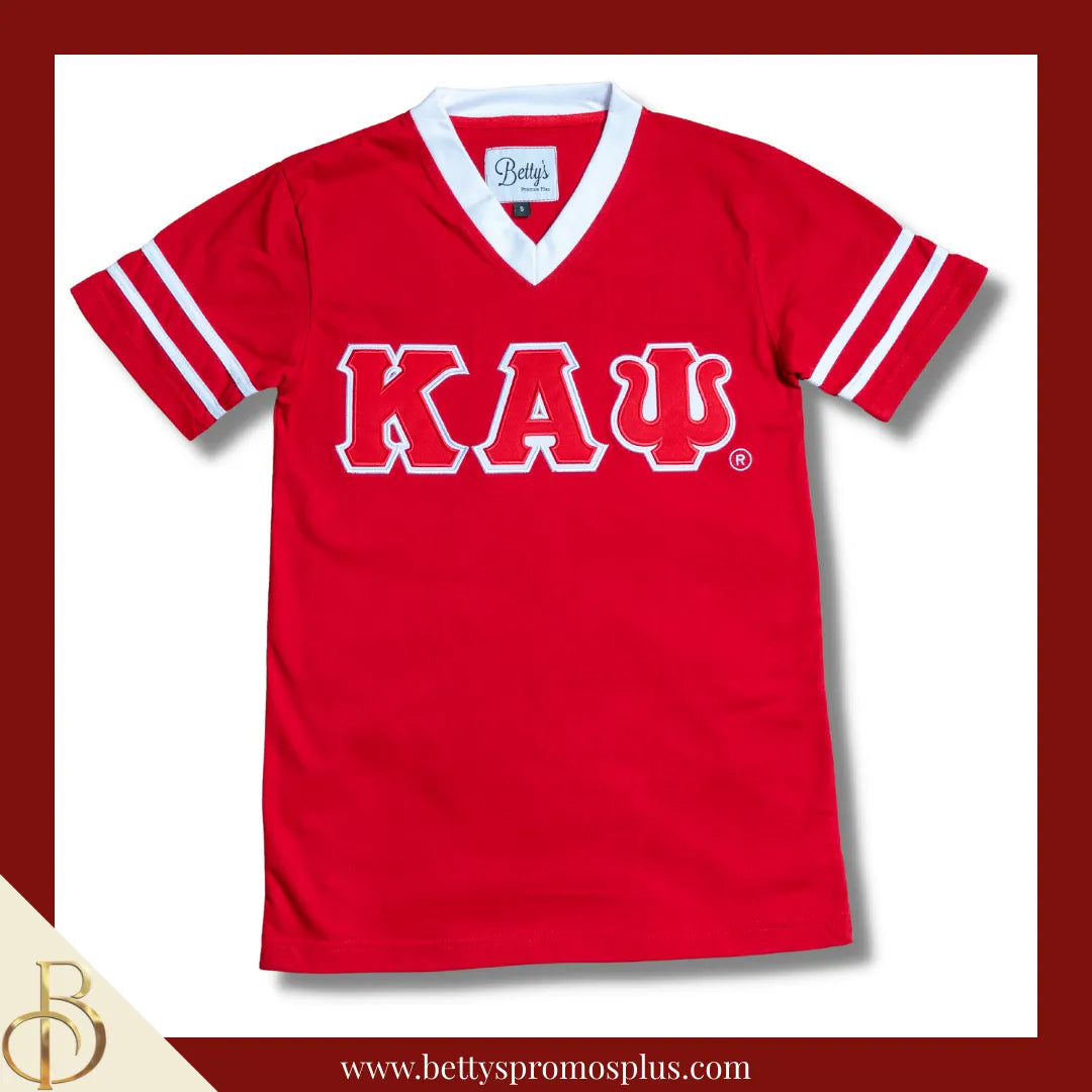 Kappa Alpha Psi ΚΑΨ Double Stitched Appliqué Embroidered Jersey T-Shirt-Red-Small-Kappa Alpha Psi Paraphernalia-Kappa Alpha Psi T-Shirts-Betty's Promos Plus