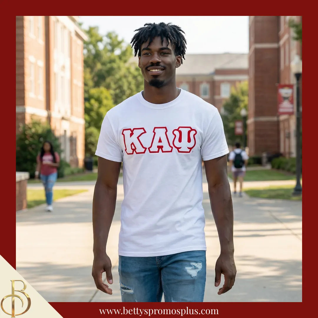 Kappa Alpha Psi ΚΑΨ Double Stitched Appliqué Embroidered Line T-Shirt-Kappa Alpha Psi Paraphernalia-Kappa Alpha Psi T-Shirts-Betty's Promos Plus