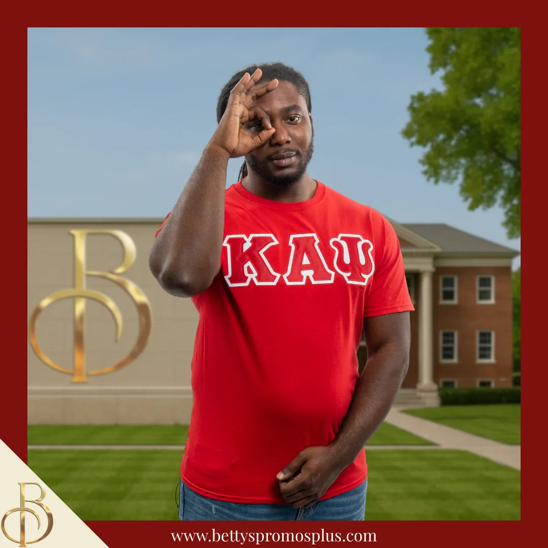 Kappa Alpha Psi ΚΑΨ Double Stitched Appliqué Embroidered Line T-Shirt-Kappa Alpha Psi Paraphernalia-Kappa Alpha Psi T-Shirts-Betty's Promos Plus