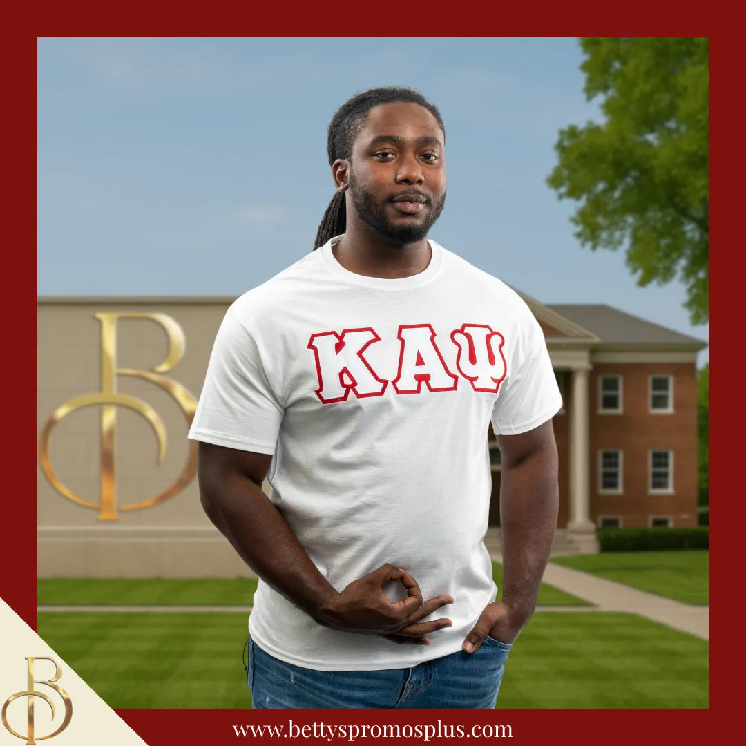 Kappa Alpha Psi ΚΑΨ Double Stitched Appliqué Embroidered Line T-Shirt-Kappa Alpha Psi Paraphernalia-Kappa Alpha Psi T-Shirts-Betty's Promos Plus