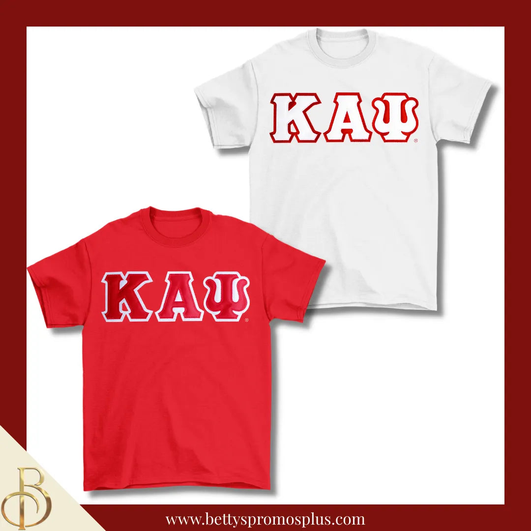 Kappa Alpha Psi ΚΑΨ Double Stitched Appliqué Embroidered Line T-Shirt-Kappa Alpha Psi Paraphernalia-Kappa Alpha Psi T-Shirts-Betty's Promos Plus