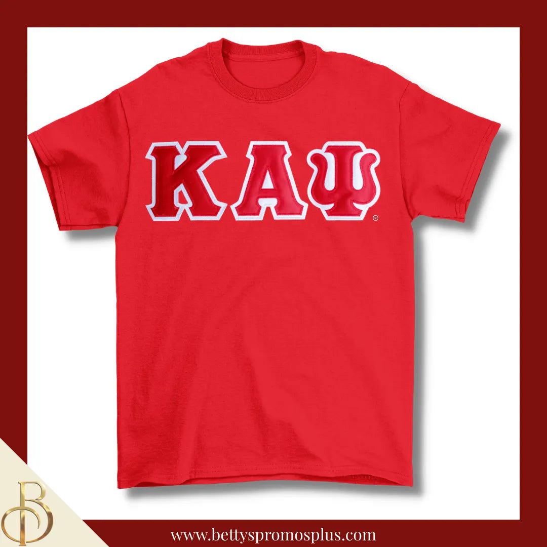 Kappa Alpha Psi ΚΑΨ Double Stitched Appliqué Embroidered Line T-Shirt-Red-Small-Kappa Alpha Psi Paraphernalia-Kappa Alpha Psi T-Shirts-Betty's Promos Plus