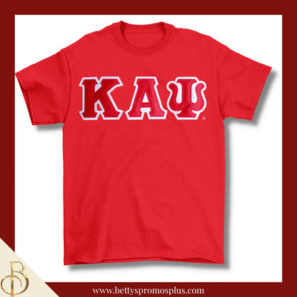 Kappa Alpha Psi ΚΑΨ Double Stitched Appliqué Embroidered Line T-Shirt-Red-Small-Kappa Alpha Psi Paraphernalia-Kappa Alpha Psi T-Shirts-Betty's Promos Plus