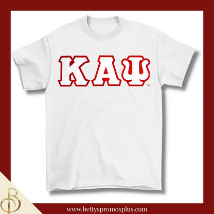 Kappa Alpha Psi ΚΑΨ Double Stitched Appliqué Embroidered Line T-Shirt-White-Small-Kappa Alpha Psi Paraphernalia-Kappa Alpha Psi T-Shirts-Betty's Promos Plus