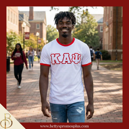 Kappa Alpha Psi ΚΑΨ Double Stitched Embroidered Ringer T-Shirt-Kappa Alpha Psi Paraphernalia-Kappa Alpha Psi T-Shirts-Betty's Promos Plus