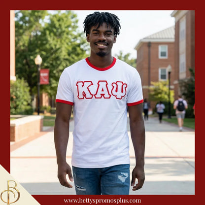 Kappa Alpha Psi ΚΑΨ Double Stitched Embroidered Ringer T-Shirt-Kappa Alpha Psi Paraphernalia-Kappa Alpha Psi T-Shirts-Betty's Promos Plus