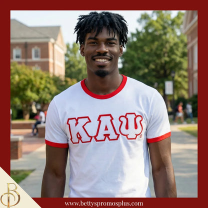 Kappa Alpha Psi ΚΑΨ Double Stitched Embroidered Ringer T-Shirt-Kappa Alpha Psi Paraphernalia-Kappa Alpha Psi T-Shirts-Betty's Promos Plus