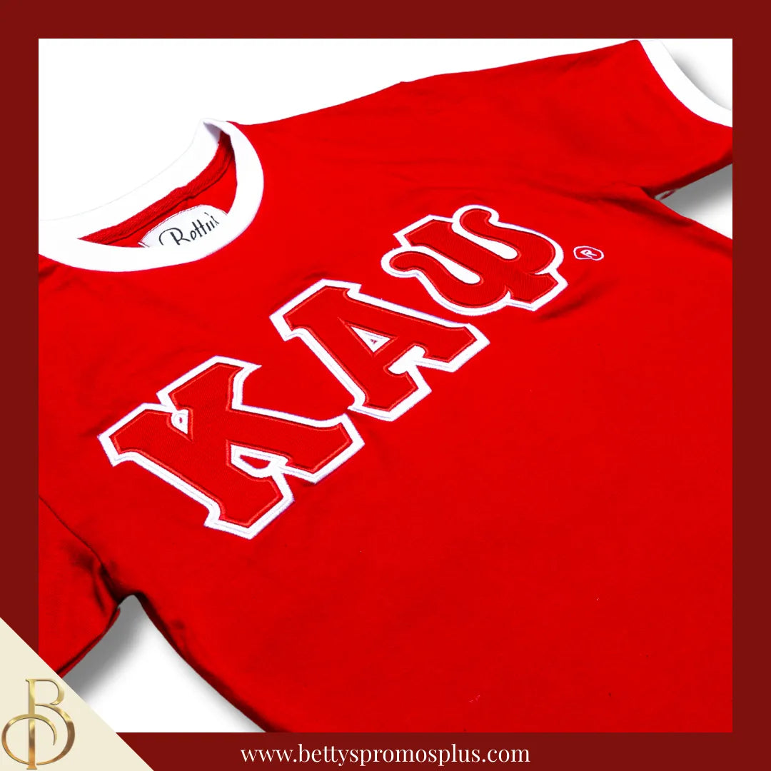 Kappa Alpha Psi ΚΑΨ Double Stitched Embroidered Ringer T-Shirt-Kappa Alpha Psi Paraphernalia-Kappa Alpha Psi T-Shirts-Betty's Promos Plus