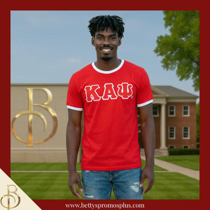 Kappa Alpha Psi ΚΑΨ Double Stitched Embroidered Ringer T-Shirt-Kappa Alpha Psi Paraphernalia-Kappa Alpha Psi T-Shirts-Betty's Promos Plus