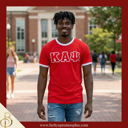 Kappa Alpha Psi ΚΑΨ Double Stitched Embroidered Ringer T-Shirt-Kappa Alpha Psi Paraphernalia-Kappa Alpha Psi T-Shirts-Betty's Promos Plus