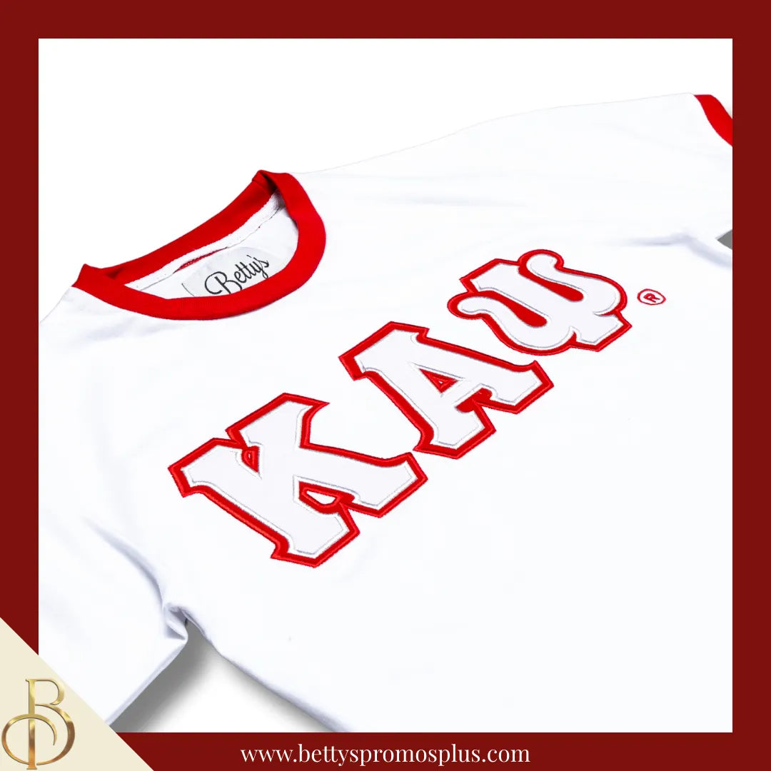 Kappa Alpha Psi ΚΑΨ Double Stitched Embroidered Ringer T-Shirt-Kappa Alpha Psi Paraphernalia-Kappa Alpha Psi T-Shirts-Betty's Promos Plus