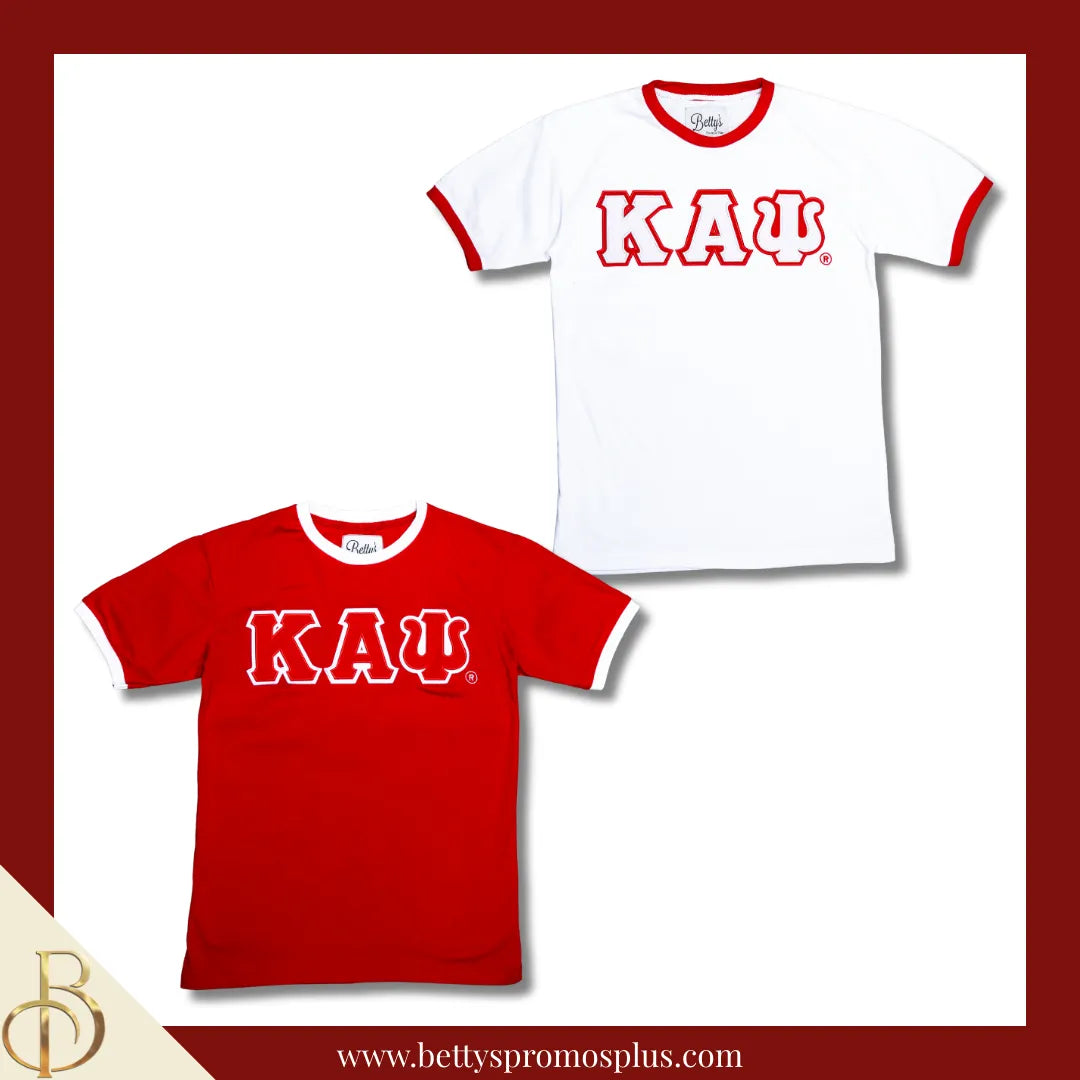 Kappa Alpha Psi ΚΑΨ Double Stitched Embroidered Ringer T-Shirt-Kappa Alpha Psi Paraphernalia-Kappa Alpha Psi T-Shirts-Betty's Promos Plus