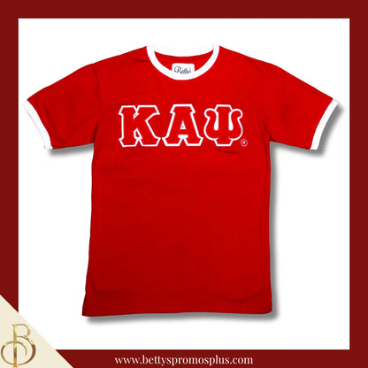 Kappa Alpha Psi ΚΑΨ Double Stitched Embroidered Ringer T-Shirt-Red-Small-Kappa Alpha Psi Paraphernalia-Kappa Alpha Psi T-Shirts-Betty's Promos Plus