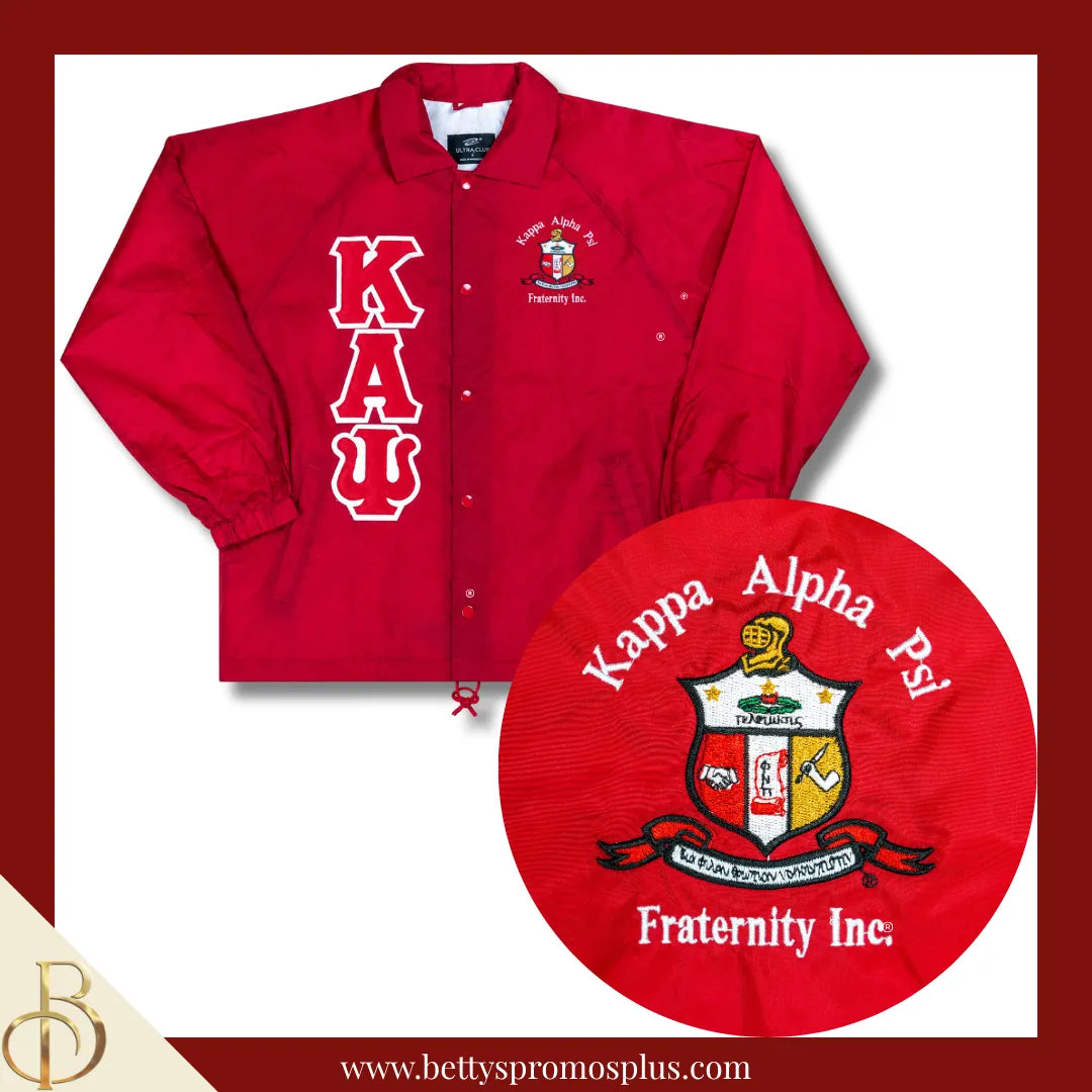 Kappa Alpha Psi ΚΑΨ Double-Stitched Embroidered Windbreaker Line Jacket-Red-Small-Kappa Alpha Psi Paraphernalia-Kappa Alpha Psi Line Jacket-Betty's Promos Plus