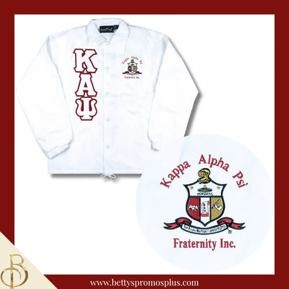 Kappa Alpha Psi ΚΑΨ Double-Stitched Embroidered Windbreaker Line Jacket-White-Small-Kappa Alpha Psi Paraphernalia-Kappa Alpha Psi Line Jacket-Betty's Promos Plus