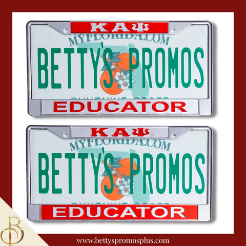 Kappa Alpha Psi ΚΑΨ Educator Chrome Laser Engraved Mirrored Acrylic Auto Tag License Plate Frame-Kappa Alpha Psi Paraphernalia-Kappa Alpha Psi Auto Tag Frame-Betty's Promos Plus