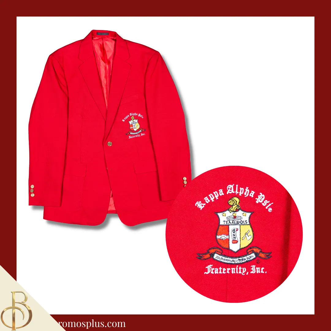 Kappa Alpha Psi ΚΑΨ Embroidered Shield Crest Blazer Sport Coat-Red-Regular-36-Kappa Alpha Psi Paraphernalia-Kappa Alpha Psi Blazers-Betty's Promos Plus