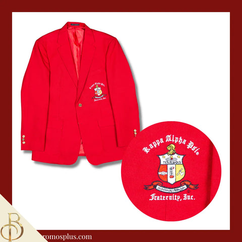 Kappa Alpha Psi ΚΑΨ Embroidered Shield Crest Blazer Sport Coat-Red-Regular-36-Kappa Alpha Psi Paraphernalia-Kappa Alpha Psi Blazers-Betty's Promos Plus
