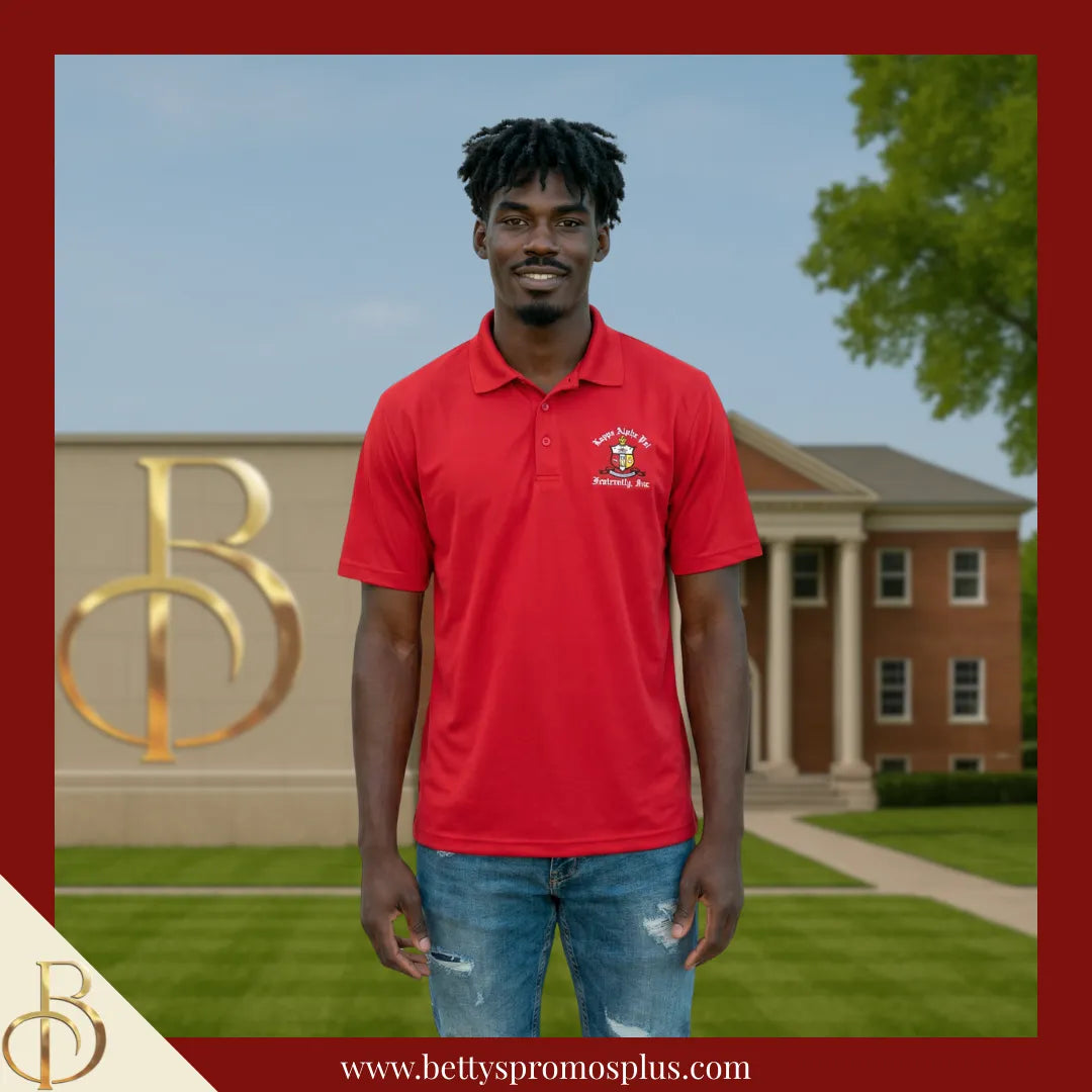 Kappa Alpha Psi ΚΑΨ Embroidered Shield Polo Shirt-Kappa Alpha Psi Paraphernalia-Kappa Alpha Psi Polo Shirt-Betty's Promos Plus