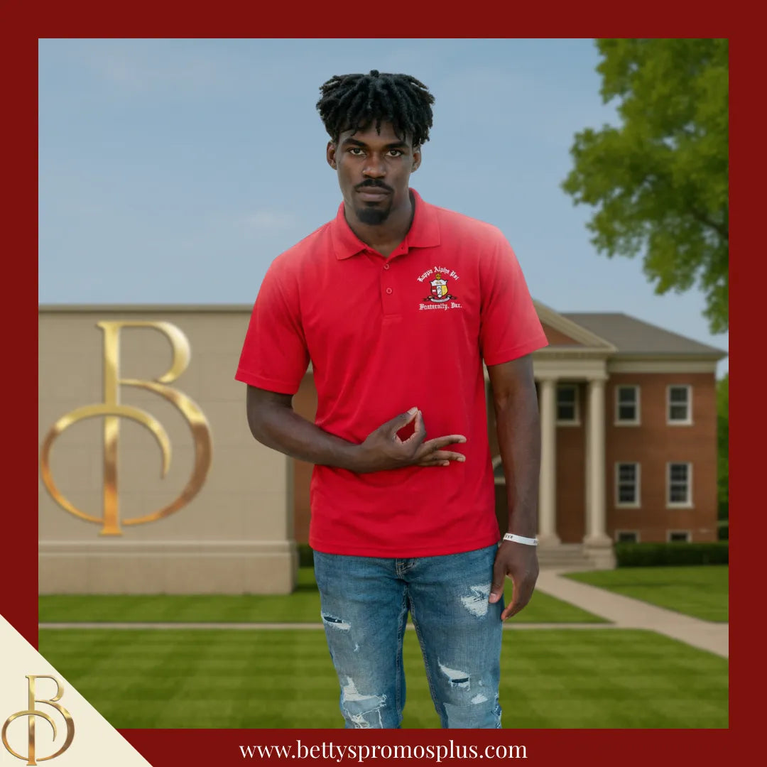 Kappa Alpha Psi ΚΑΨ Embroidered Shield Polo Shirt-Kappa Alpha Psi Paraphernalia-Kappa Alpha Psi Polo Shirt-Betty's Promos Plus