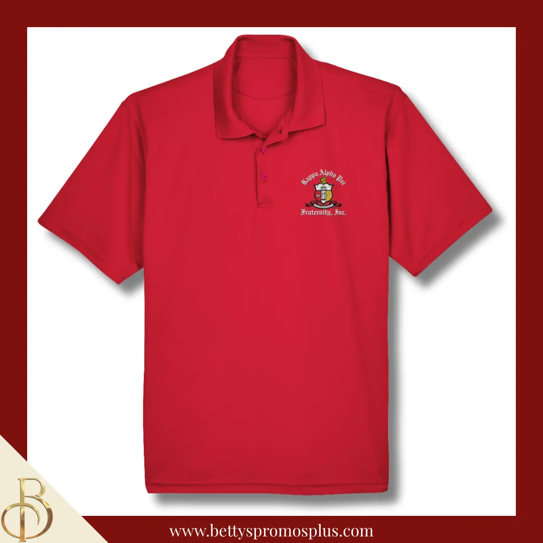 Kappa Alpha Psi ΚΑΨ Embroidered Shield Polo Shirt-Kappa Alpha Psi Paraphernalia-Kappa Alpha Psi Polo Shirt-Betty's Promos Plus