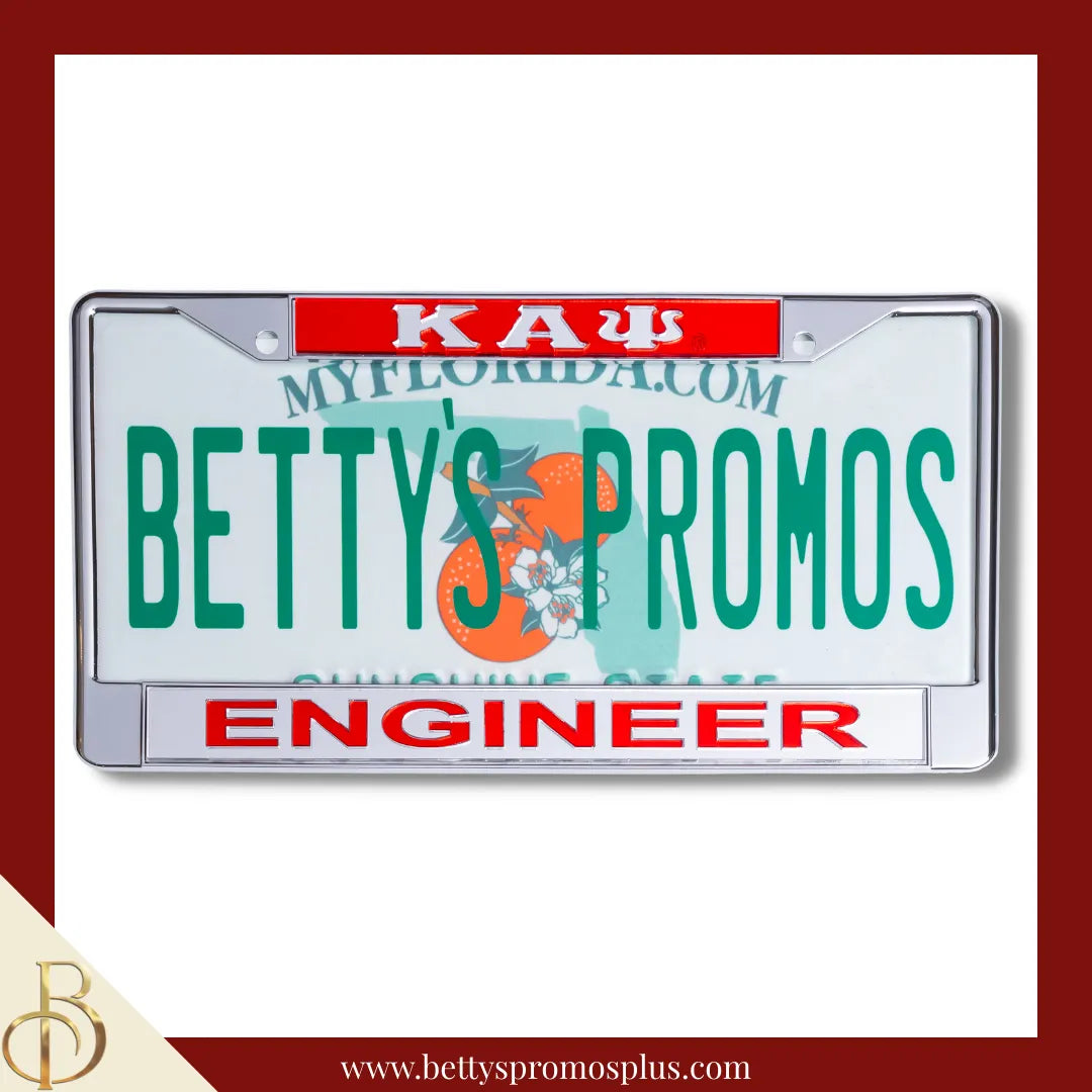 Kappa Alpha Psi ΚΑΨ Engineer Chrome Laser Engraved Mirrored Acrylic Auto Tag License Plate Frame-Kappa Alpha Psi Paraphernalia-Kappa Alpha Psi Auto Tag Frame-Betty's Promos Plus