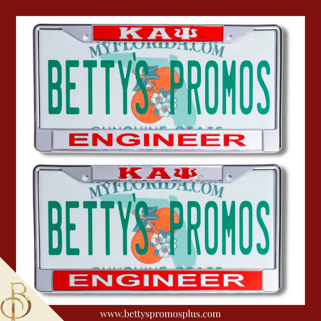 Kappa Alpha Psi ΚΑΨ Engineer Chrome Laser Engraved Mirrored Acrylic Auto Tag License Plate Frame-Kappa Alpha Psi Paraphernalia-Kappa Alpha Psi Auto Tag Frame-Betty's Promos Plus