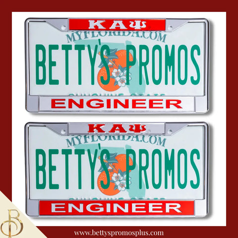 Kappa Alpha Psi ΚΑΨ Engineer Chrome Laser Engraved Mirrored Acrylic Auto Tag License Plate Frame-Kappa Alpha Psi Paraphernalia-Kappa Alpha Psi Auto Tag Frame-Betty's Promos Plus