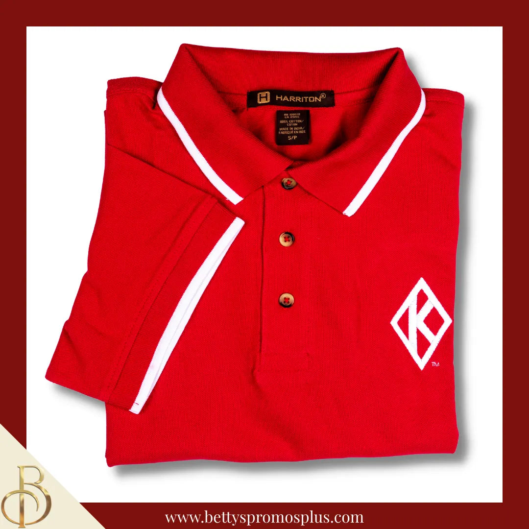 Kappa Alpha Psi ΚΑΨ Floating K Embroidered Piqué Polo Shirt with Contrast Tip-Kappa Alpha Psi Paraphernalia-Kappa Alpha Psi Polo Shirt-Betty's Promos Plus