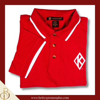 Kappa Alpha Psi ΚΑΨ Floating K Embroidered Piqué Polo Shirt with Contrast Tip-Kappa Alpha Psi Paraphernalia-Kappa Alpha Psi Polo Shirt-Betty's Promos Plus