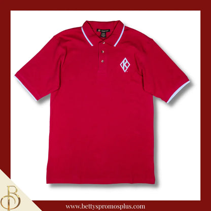 Kappa Alpha Psi ΚΑΨ Floating K Embroidered Piqué Polo Shirt with Contrast Tip-Red-Small-Kappa Alpha Psi Paraphernalia-Kappa Alpha Psi Polo Shirt-Betty's Promos Plus