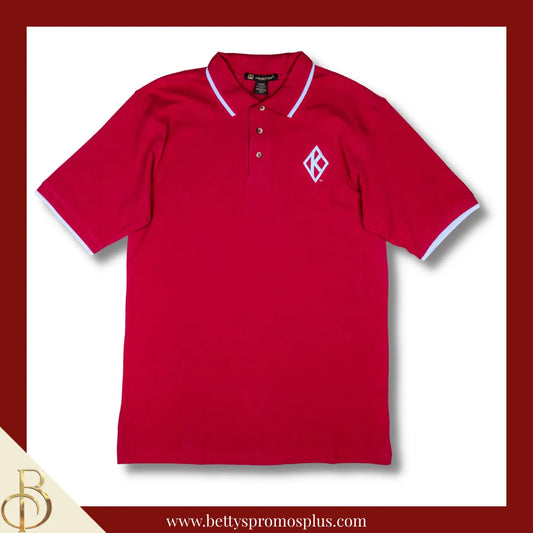 Kappa Alpha Psi ΚΑΨ Floating K Embroidered Piqué Polo Shirt with Contrast Tip-Red-Small-Kappa Alpha Psi Paraphernalia-Kappa Alpha Psi Polo Shirt-Betty's Promos Plus