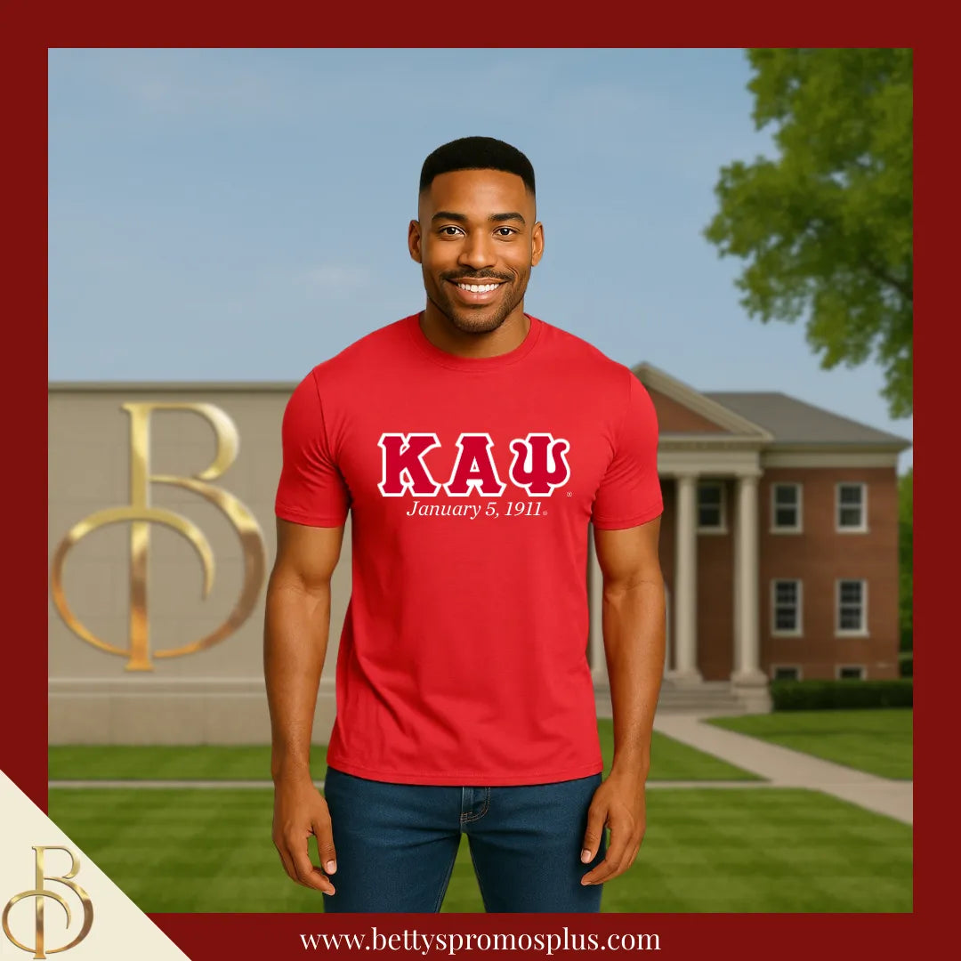 Kappa Alpha Psi ΚΑΨ Founding Date Screen Printed T-Shirt-Kappa Alpha Psi Paraphernalia-Kappa Alpha Psi T-Shirts-Betty's Promos Plus