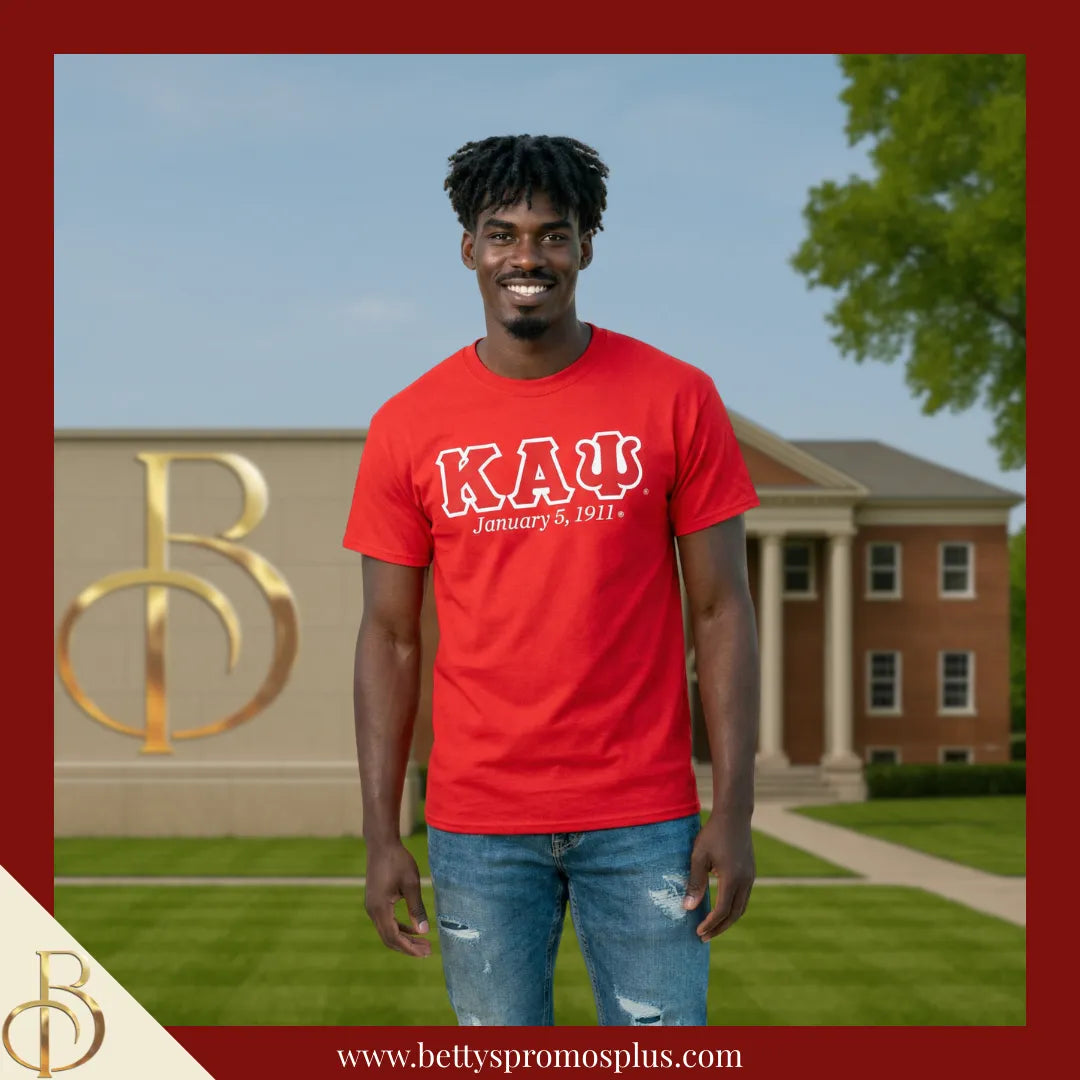 Kappa Alpha Psi ΚΑΨ Founding Date Screen Printed T-Shirt-Kappa Alpha Psi Paraphernalia-Kappa Alpha Psi T-Shirts-Betty's Promos Plus