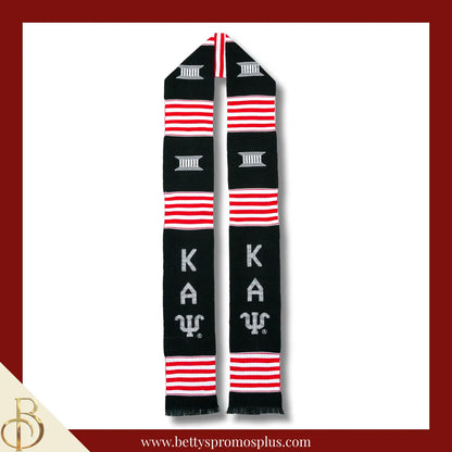 Kappa Alpha Psi ΚΑΨ Greek Letters Kente Cloth Graduation Stole-Black-Kappa Alpha Psi Paraphernalia-Kappa Alpha Psi Graduation Stole-Betty's Promos Plus