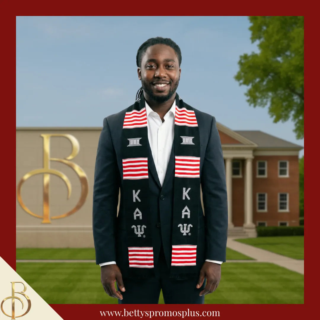 Kappa Alpha Psi ΚΑΨ Greek Letters Kente Cloth Graduation Stole-Kappa Alpha Psi Paraphernalia-Kappa Alpha Psi Graduation Stole-Betty's Promos Plus