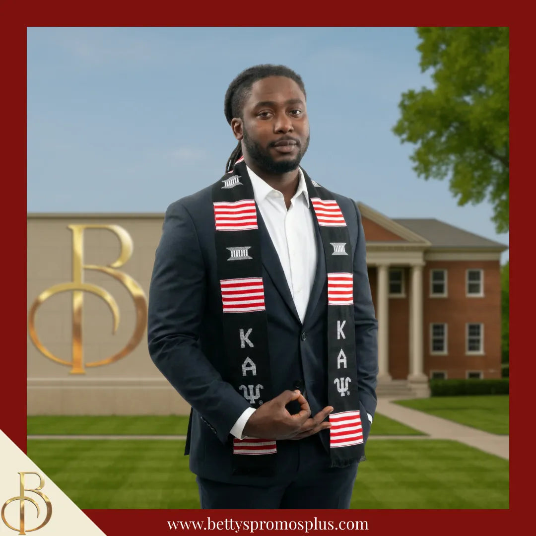 Kappa Alpha Psi ΚΑΨ Greek Letters Kente Cloth Graduation Stole-Kappa Alpha Psi Paraphernalia-Kappa Alpha Psi Graduation Stole-Betty's Promos Plus