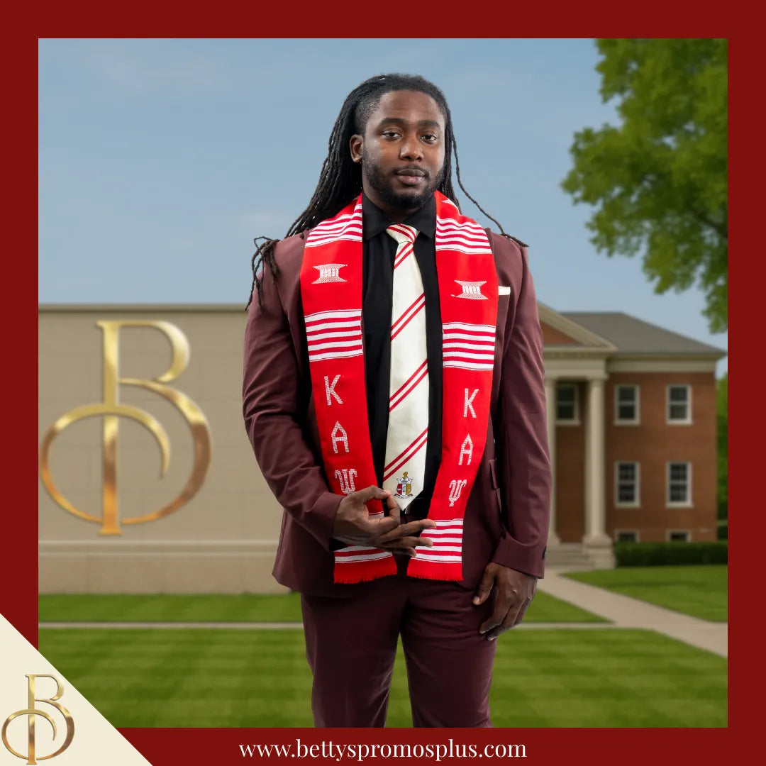 Kappa Alpha Psi ΚΑΨ Greek Letters Kente Cloth Graduation Stole-Kappa Alpha Psi Paraphernalia-Kappa Alpha Psi Graduation Stole-Betty's Promos Plus